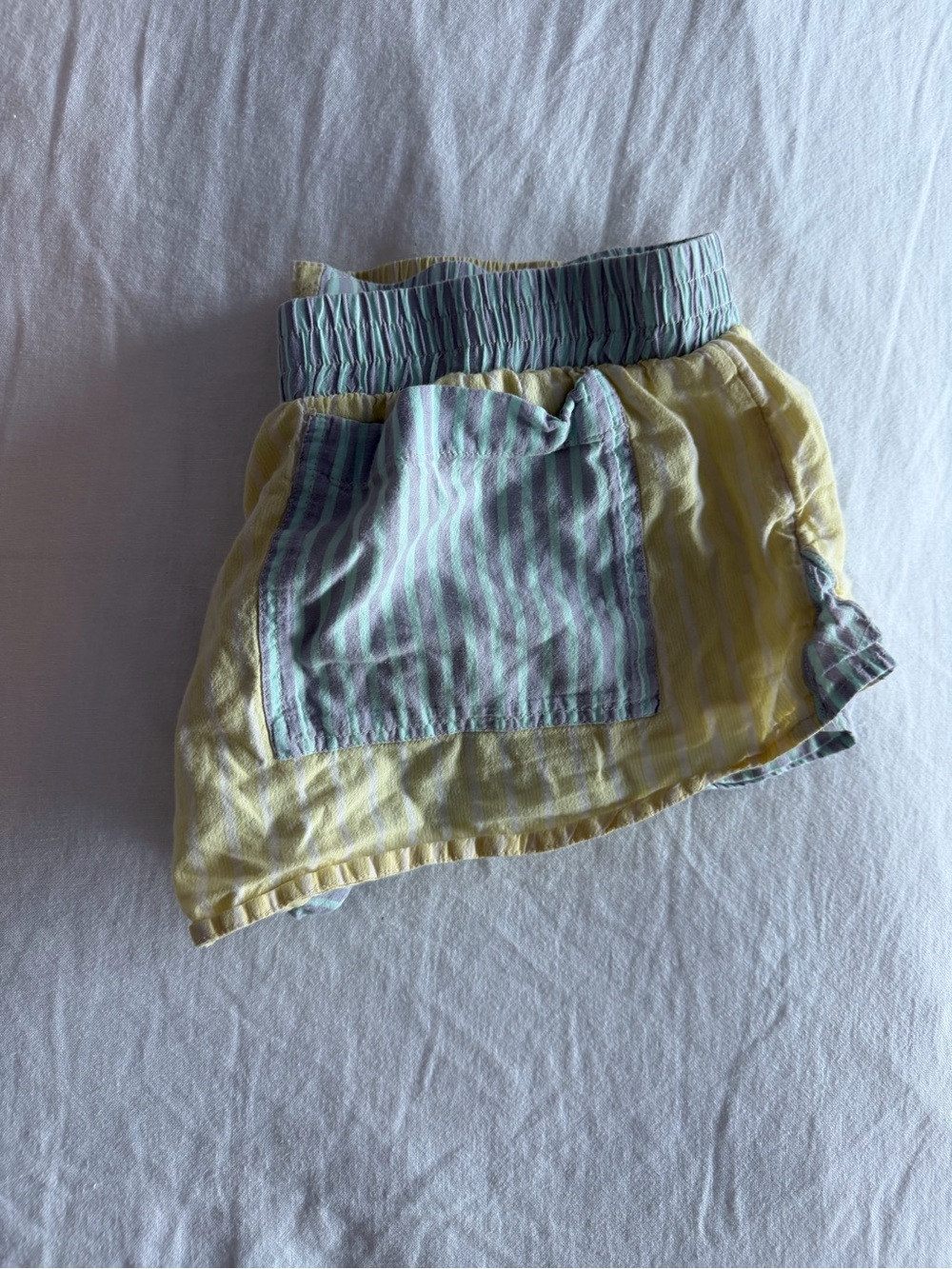 Free People Yellow & Blue Striped micro boxer shorts